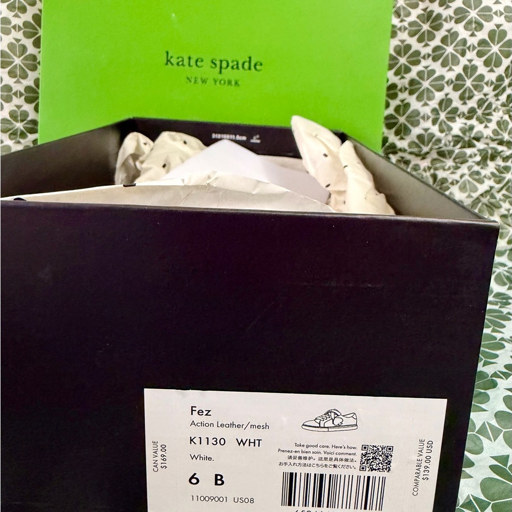 kate spade White Leather Heart Detail Low-Top Sneakers - Picture 9 of 10